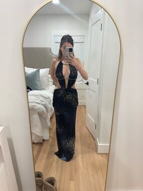 Outcast Black Halter Cutout Evening Gown